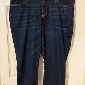 a.n.a Women's Dark Blue Cropped Ankle Jeans